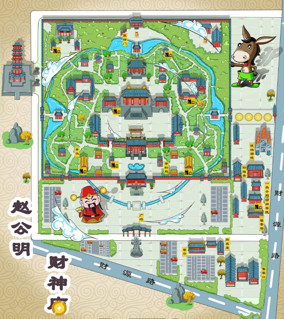 金乡寺庙类手绘地图